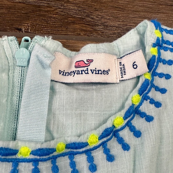 Vineyard Vines Girls Embroidered Cotton Dress Cap Sleeve Lined Back to School - Picture 4 of 11